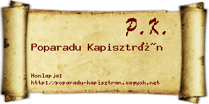 Poparadu Kapisztrán névjegykártya